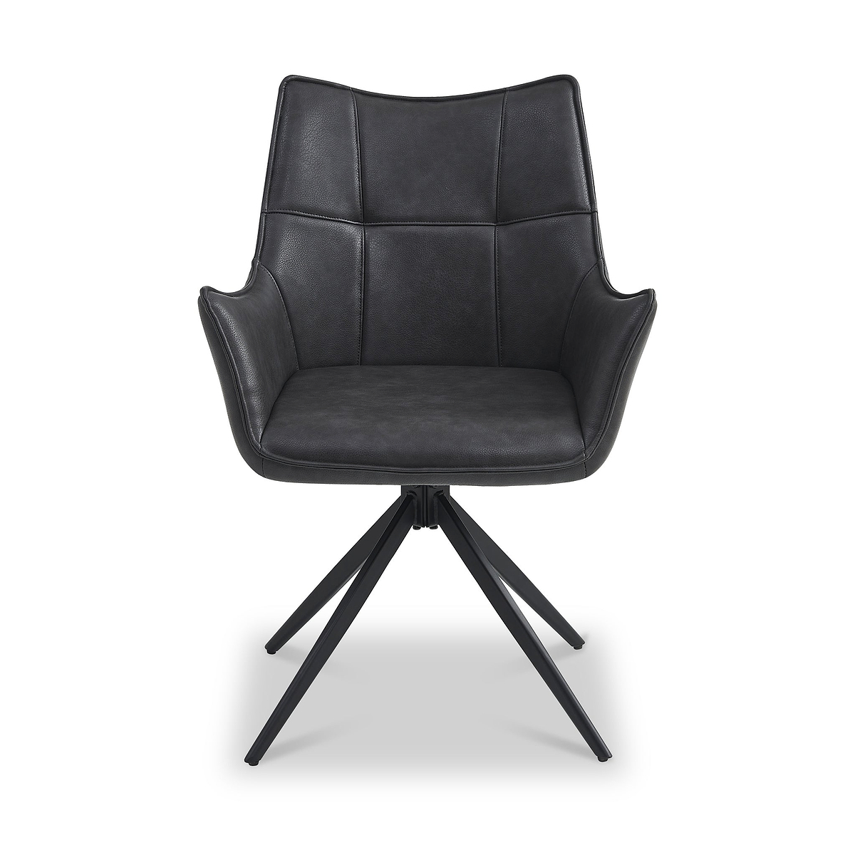 Aksel-Faux-Leather-Wing-Back-Dining-Armchair-Charcoal from Roseland Furniture