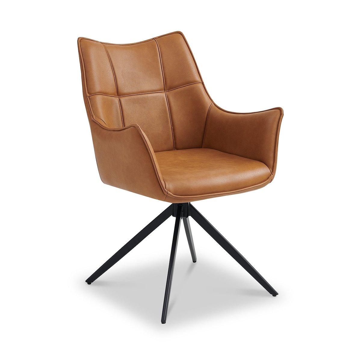 Aksel-Faux-Leather-Wing-Back-Dining-Armchair-Tan from Roseland Furniture