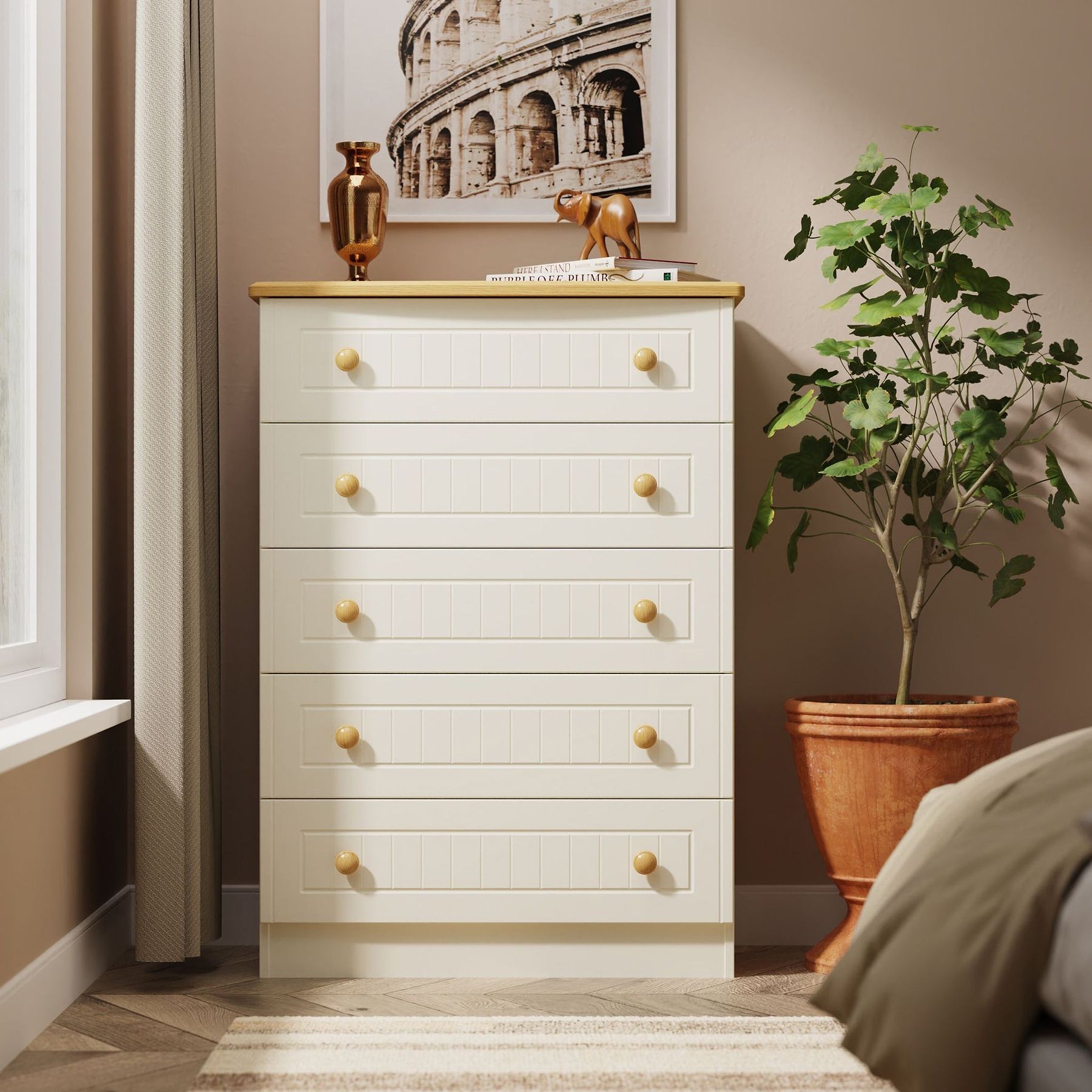 Brixham Cream 5 Drawer Chest from Roseland
