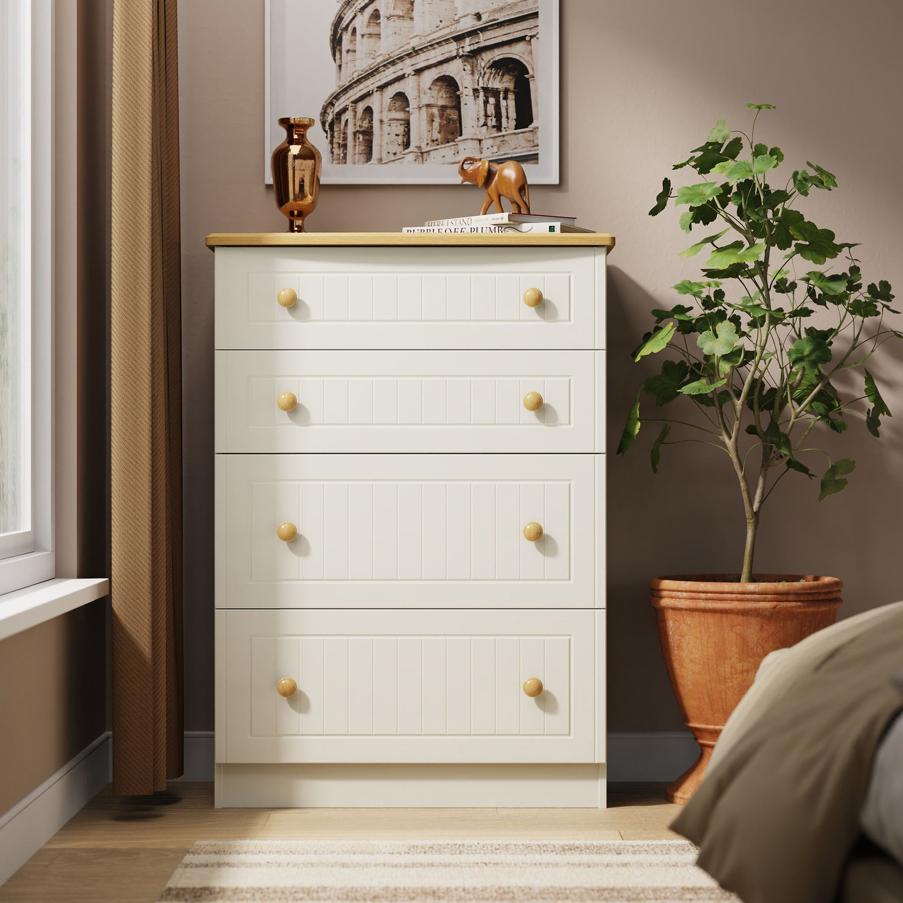 Brixham Cream 4 Drawer Deep Chest from Roseland