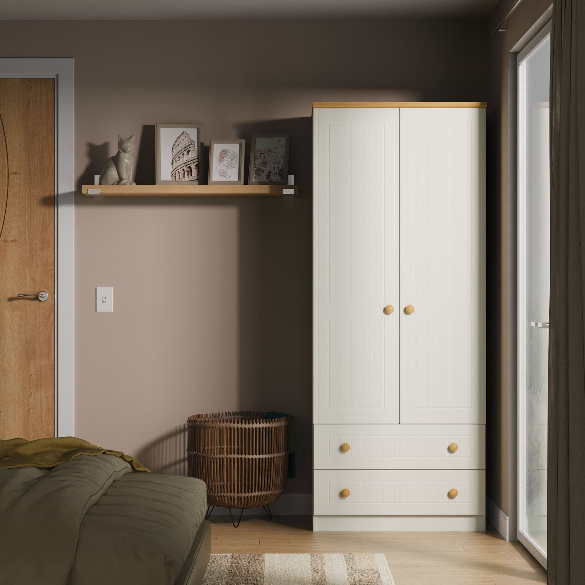 Brixham Cream 2 Door 2 Drawer Wardrobe from Roseland