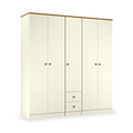 Brixham 5 Door 2 Drawer Wardrobe Cream Ash Oak from Roseland Furniture