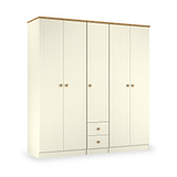 Brixham 5 Door 2 Drawer Wardrobe Cream Ash Oak from Roseland Furniture
