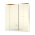 Brixham 5 Door 2 Drawer Wardrobe Cream Ash Oak from Roseland Furniture