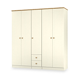 Brixham 5 Door 2 Drawer Wardrobe Cream Ash Oak from Roseland Furniture