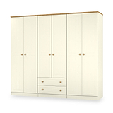 Brixham 6 Door 2 Drawer Wardrobe Cream Ash Oak from Roseland Furniture