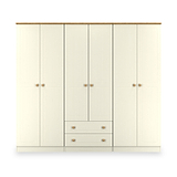 Brixham 6 Door 2 Drawer Wardrobe Cream Ash Oak from Roseland Furniture
