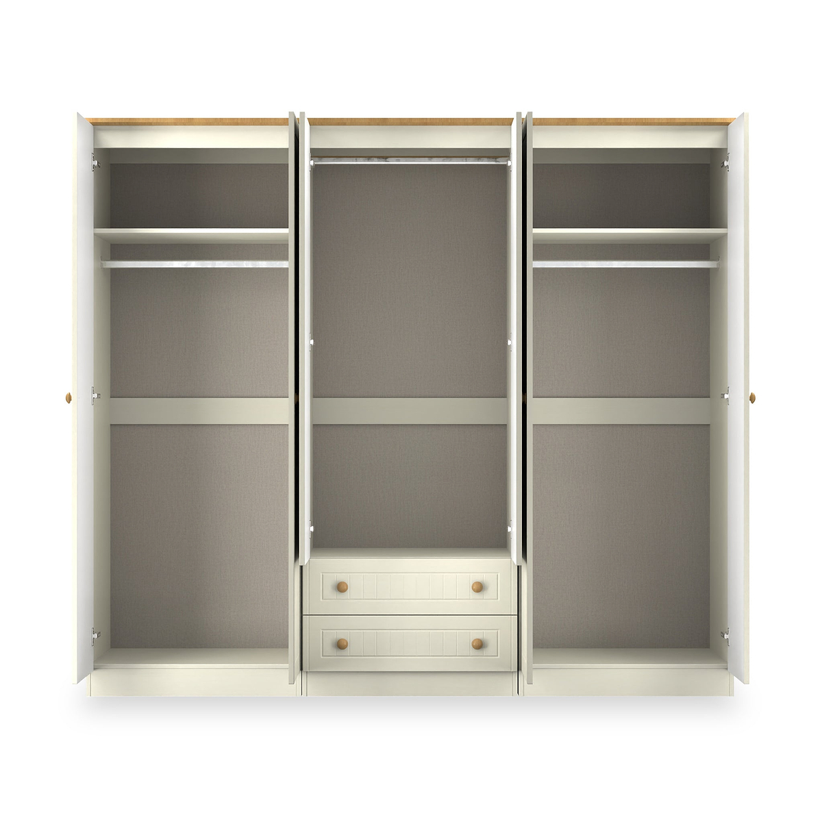 Brixham 6 Door 2 Drawer Wardrobe Cream Ash Oak from Roseland Furniture
