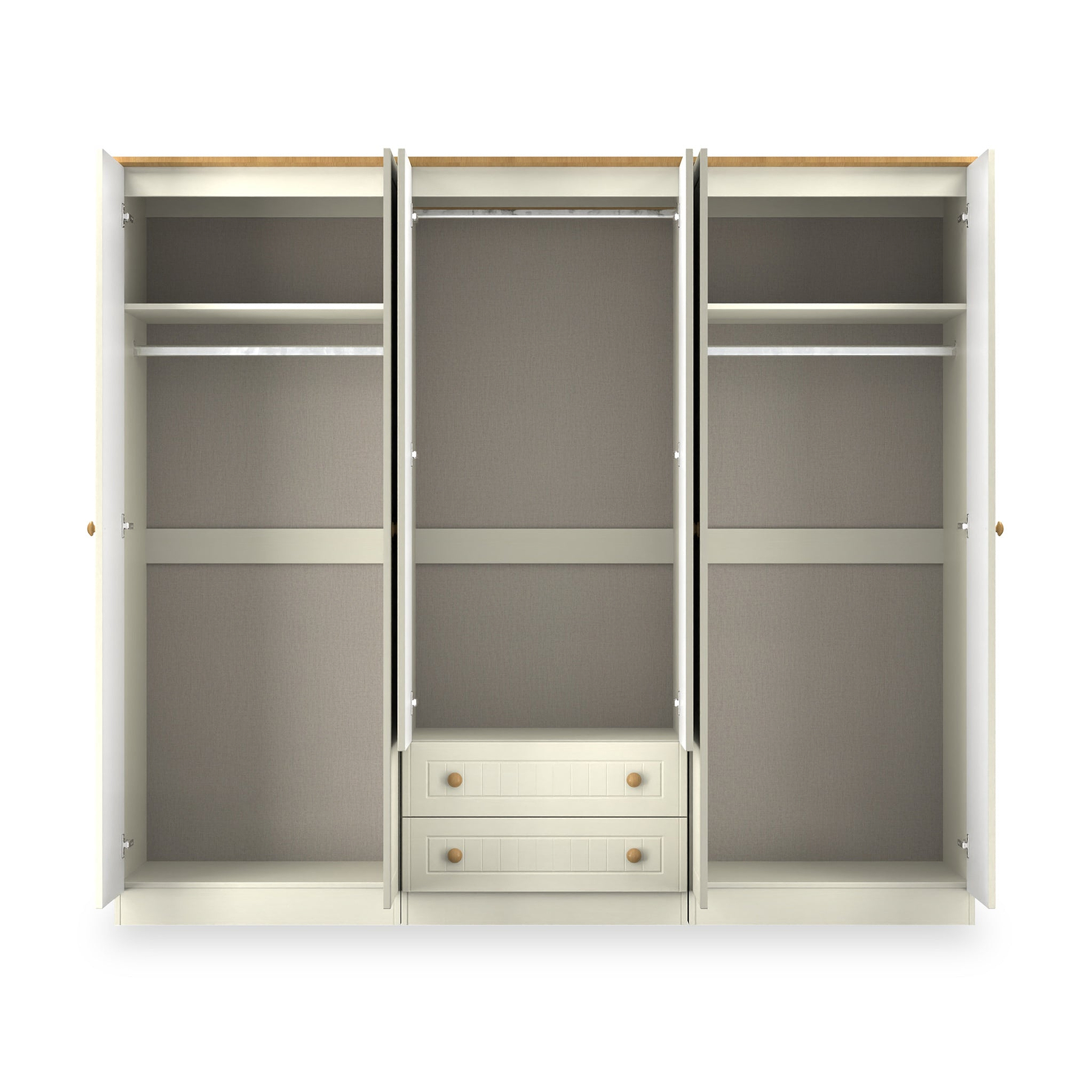 Brixham 6 Door 2 Drawer Wardrobe Cream Ash Oak from Roseland Furniture
