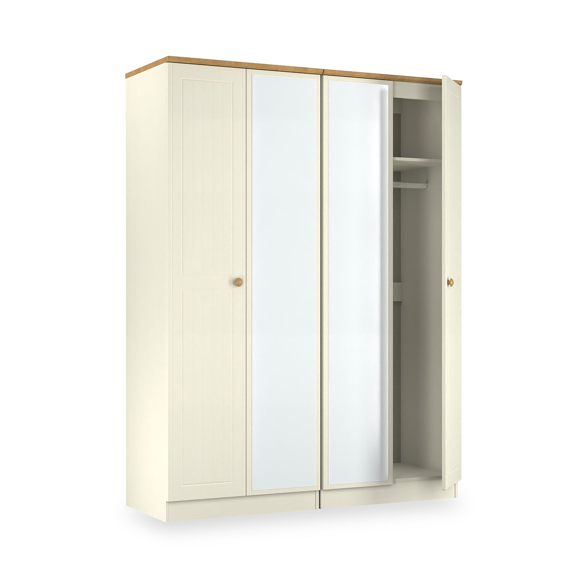 Brixham 4 Door Wardrobe Cream Ash Oak from Roseland Furniture
