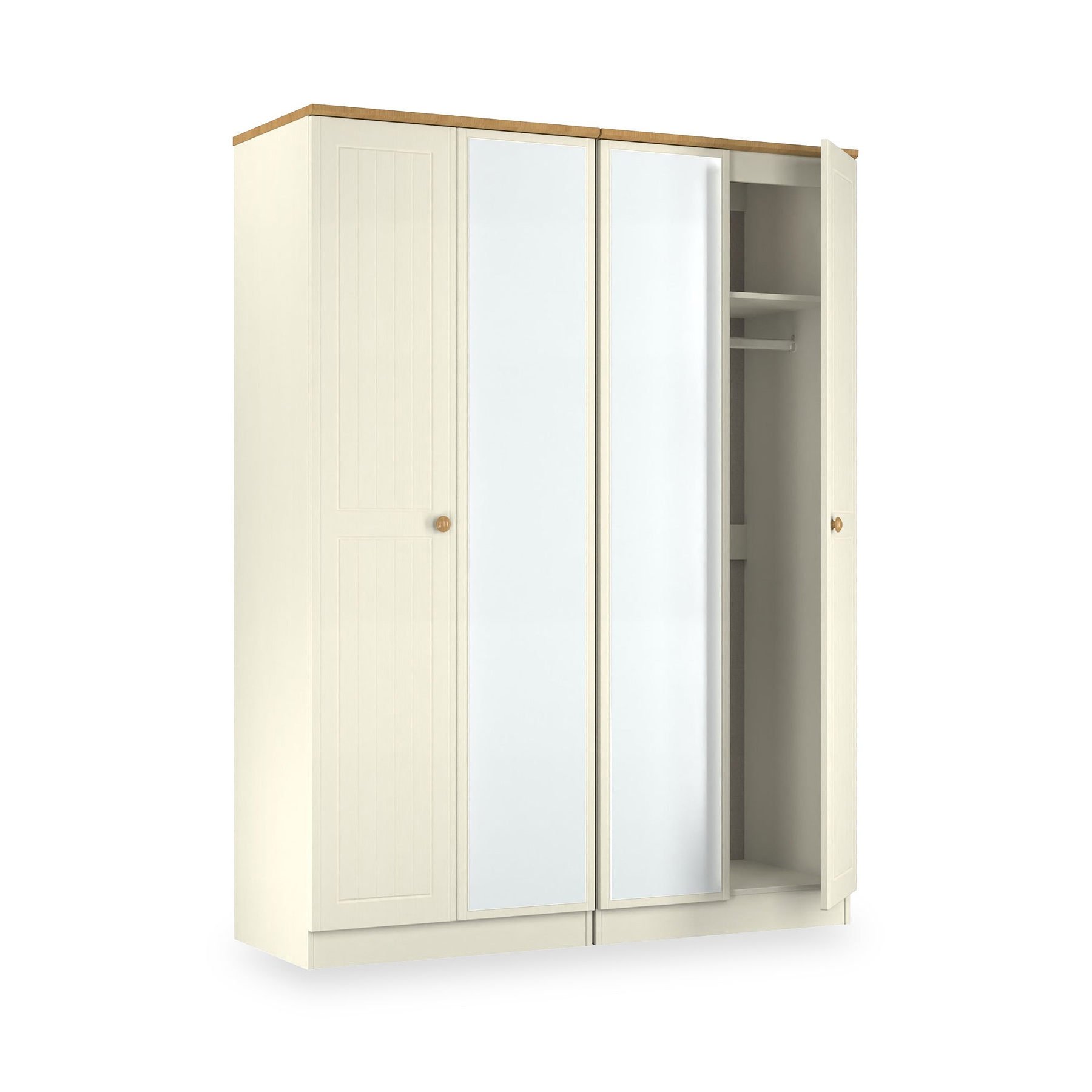 Brixham 4 Door Wardrobe Cream Ash Oak from Roseland Furniture