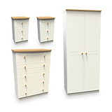 Brixham 4 Piece Bedroom Furniture Set Cream Ash Oak from Roseland Furniture