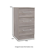Ellington 3 Drawer Bedside Grey Oak from Roseland Furniture