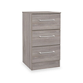 Ellington 3 Drawer Bedside Grey Oak from Roseland Furniture