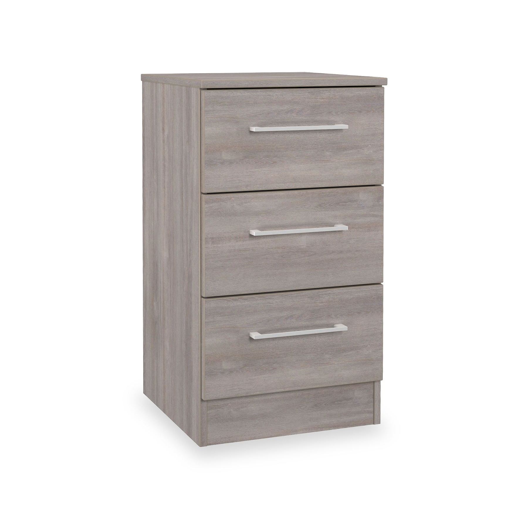 Ellington 3 Drawer Bedside Grey Oak from Roseland Furniture