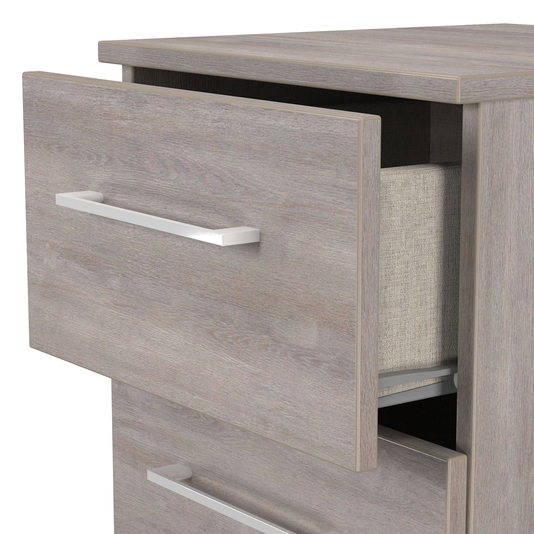 Ellington 3 Drawer Bedside Grey Oak from Roseland Furniture