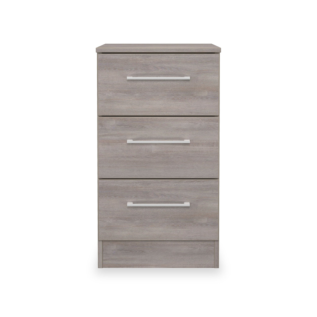 Ellington 3 Drawer Bedside Grey Oak from Roseland Furniture