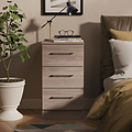 Ellington 3 Drawer Bedside Grey Oak from Roseland Furniture