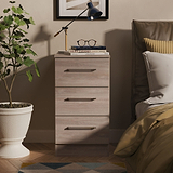 Ellington 3 Drawer Bedside Grey Oak from Roseland Furniture