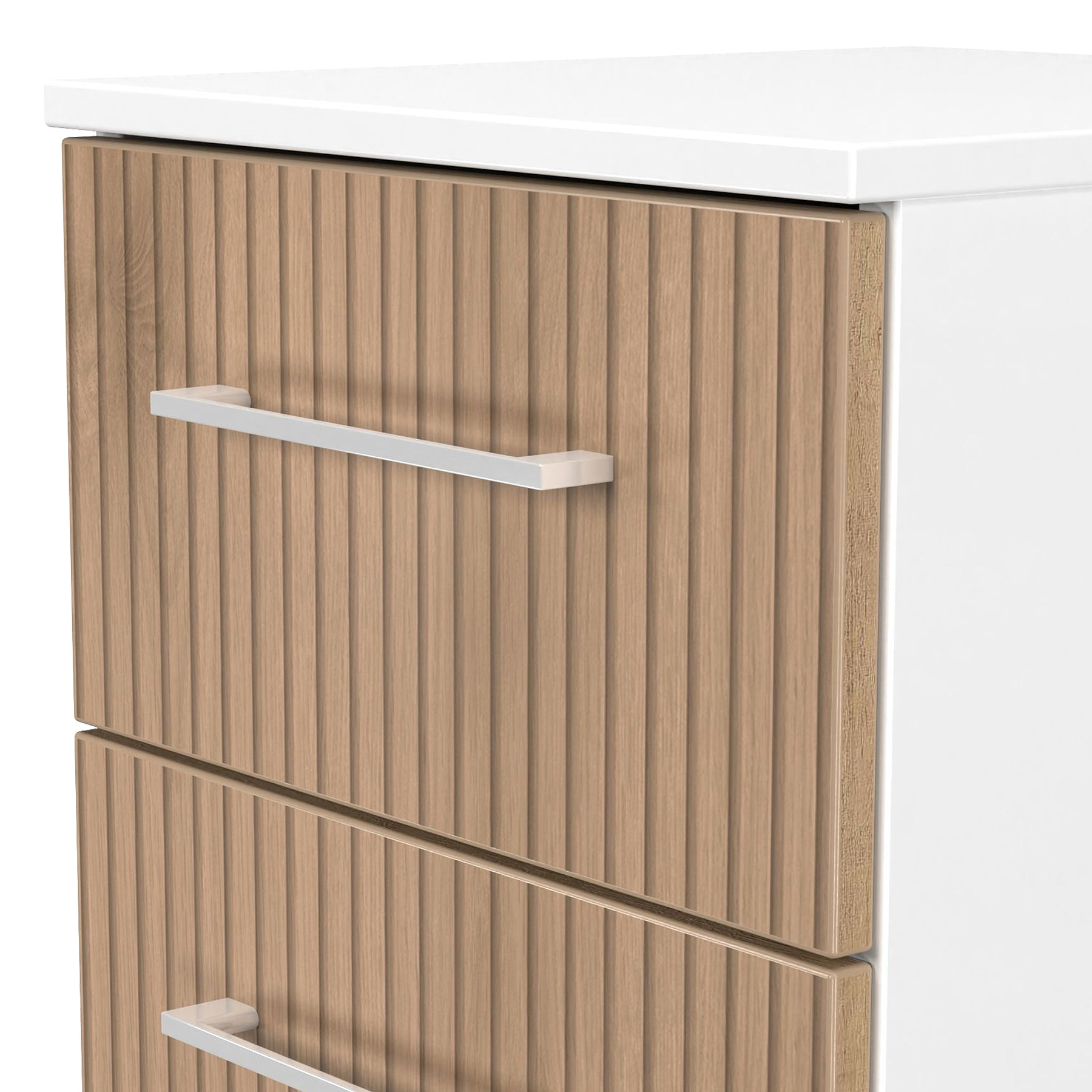 Ellington 3 Drawer Bedside Slatted Effect White from Roseland Furniture
