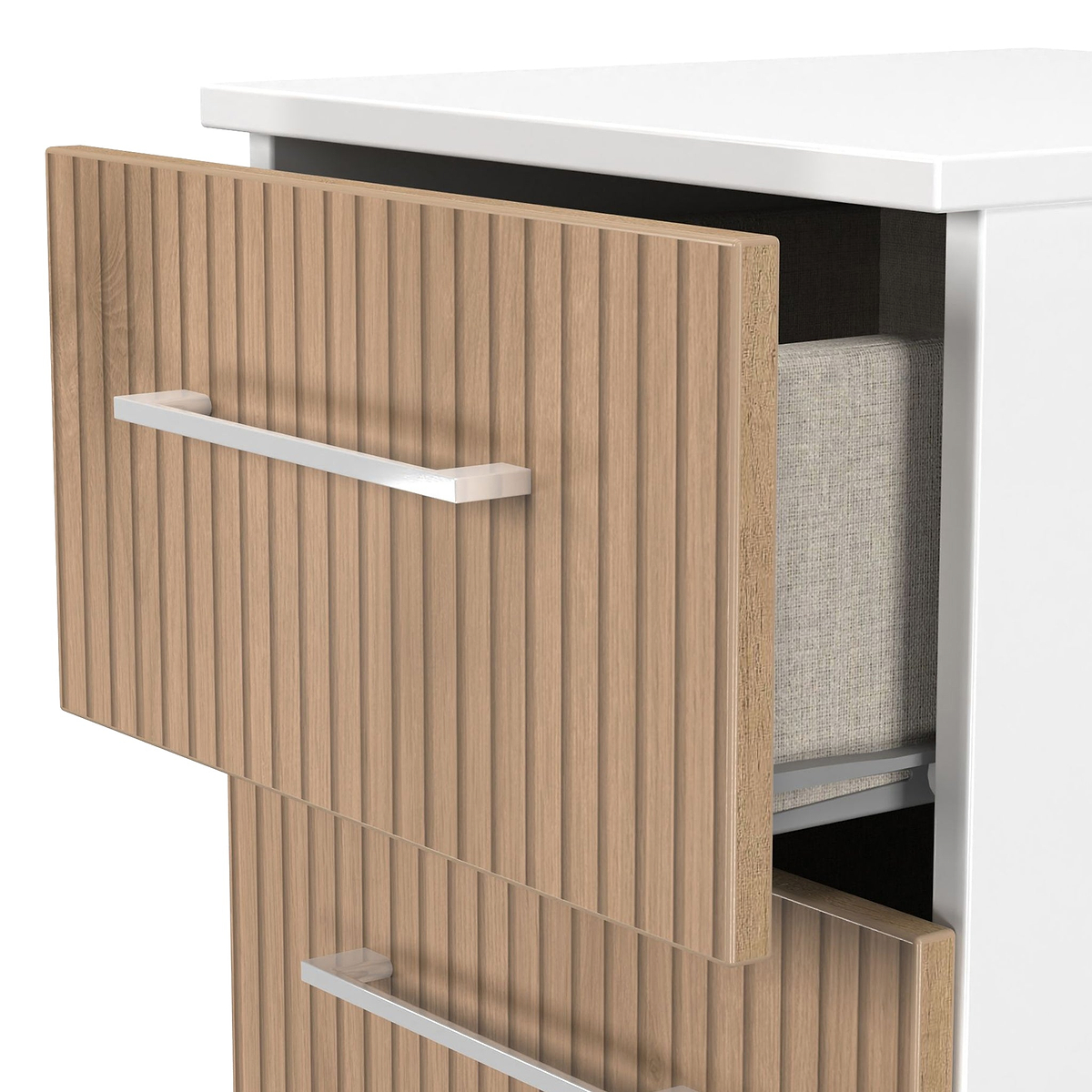 Ellington 3 Drawer Bedside Slatted Effect White from Roseland Furniture