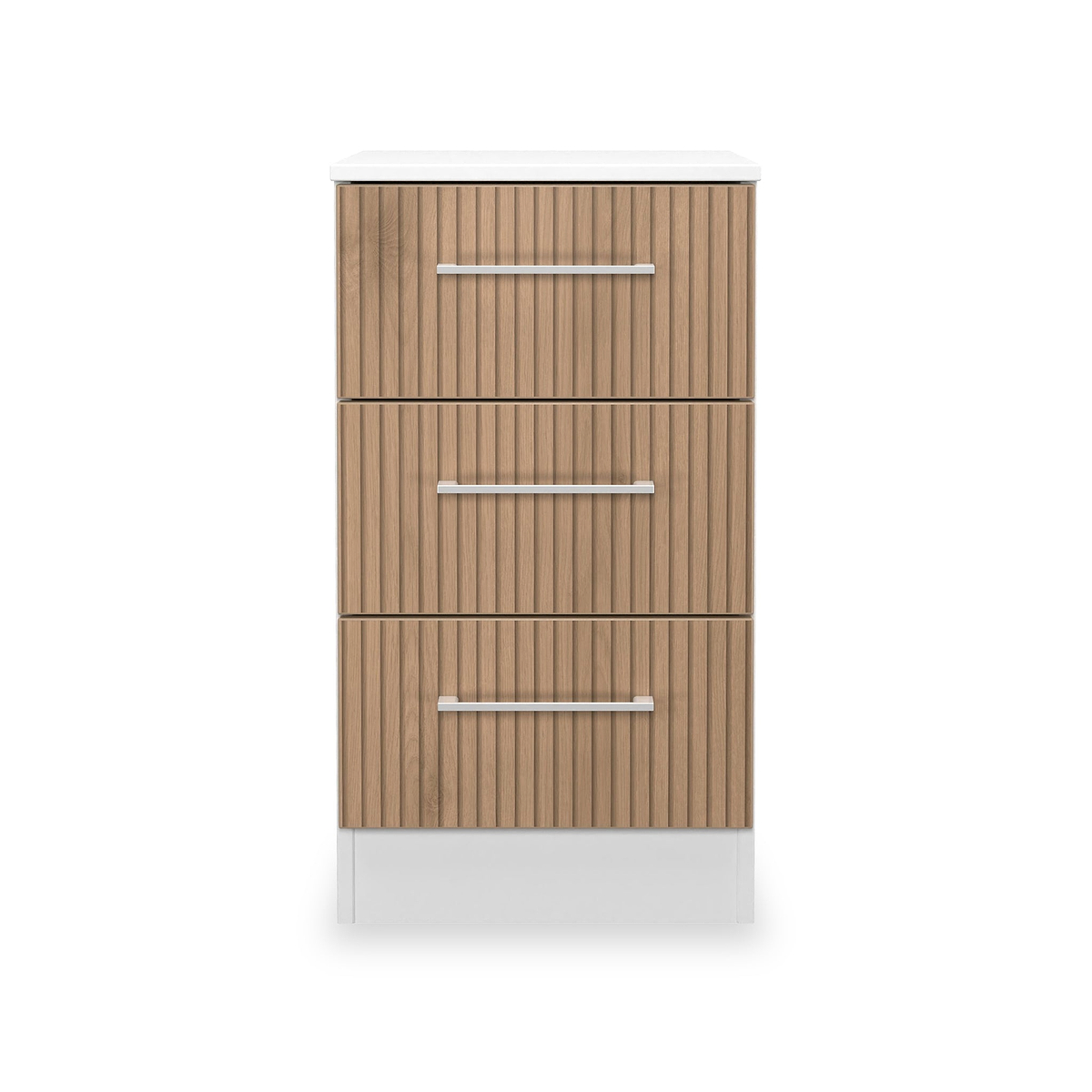 Ellington 3 Drawer Bedside Slatted Effect White from Roseland Furniture