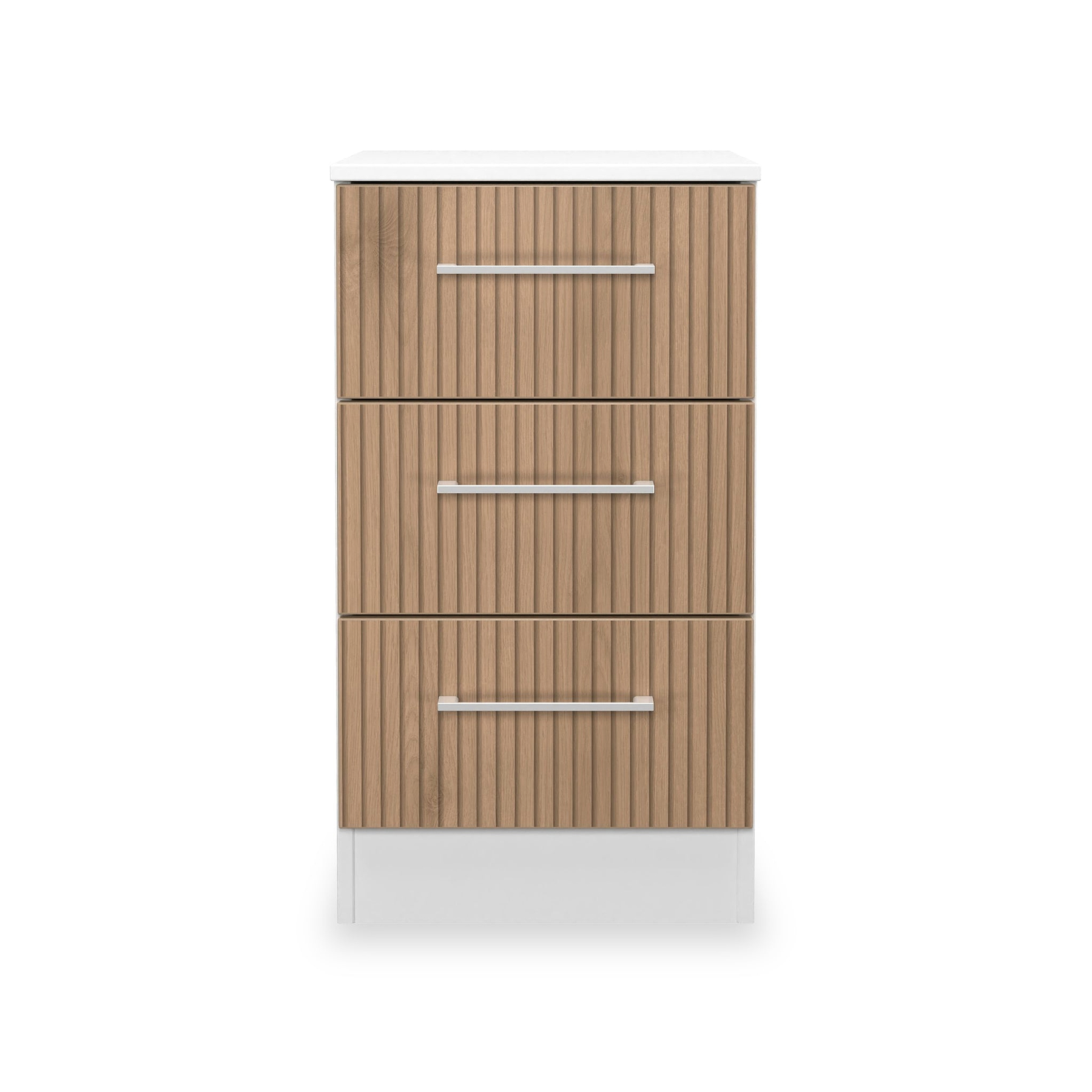 Ellington 3 Drawer Bedside Slatted Effect White from Roseland Furniture