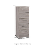 Ellington 5 Drawer Tallboy Grey Oak from Roseland Furniture