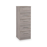 Ellington 5 Drawer Tallboy Grey Oak from Roseland Furniture