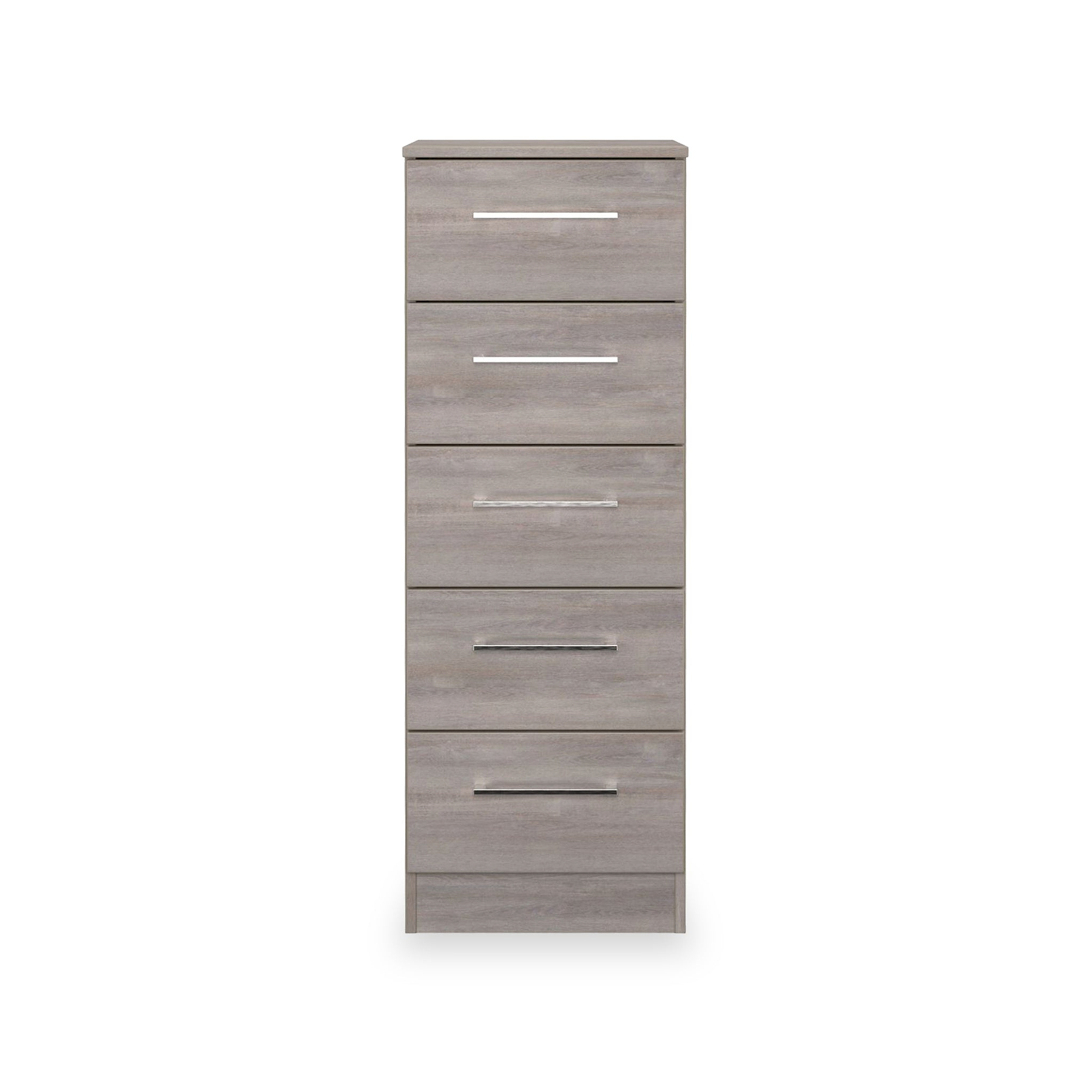 Ellington 5 Drawer Tallboy Grey Oak from Roseland Furniture