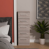Ellington 5 Drawer Tallboy Grey Oak from Roseland Furniture