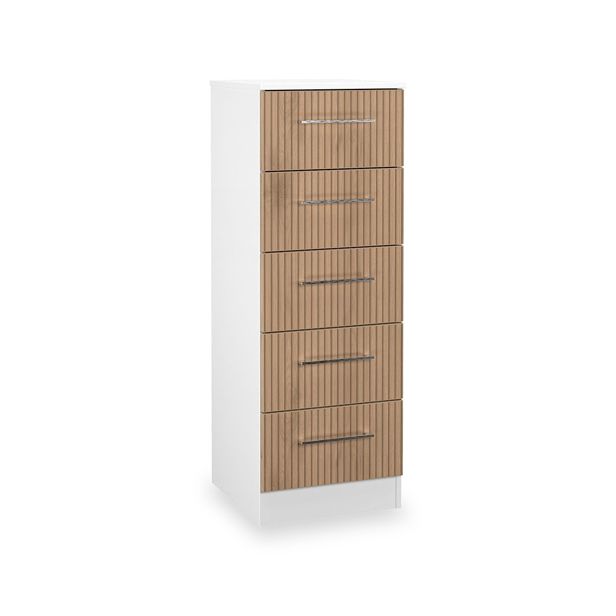 Ellington 5 Drawer Tallboy Slatted Effect White from Roseland Furniture