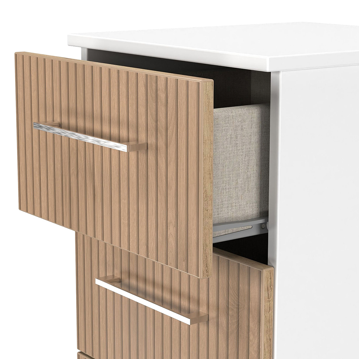 Ellington 5 Drawer Tallboy Slatted Effect White from Roseland Furniture