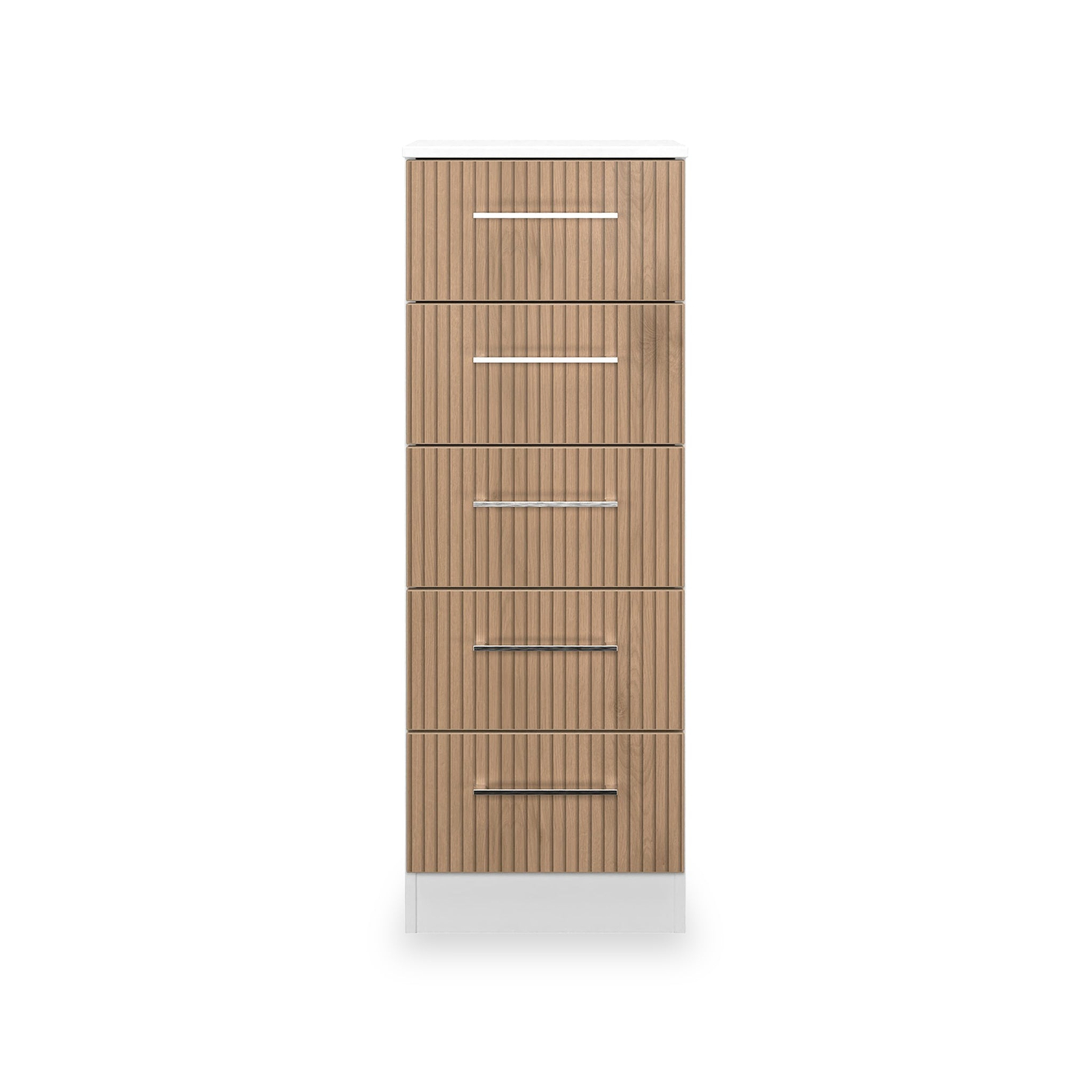 Ellington 5 Drawer Tallboy Slatted Effect White from Roseland Furniture