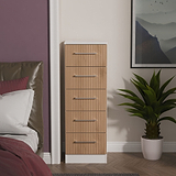 Ellington 5 Drawer Tallboy Slatted Effect White from Roseland Furniture