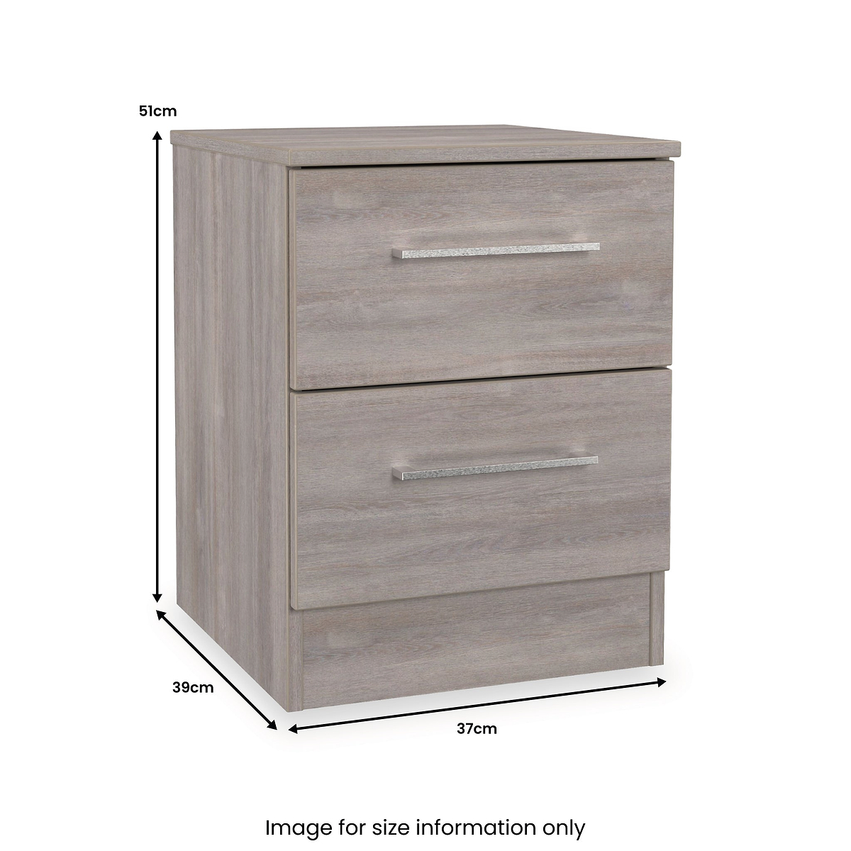 Ellington 2 Drawer Bedside Grey Oak from Roseland Furniture