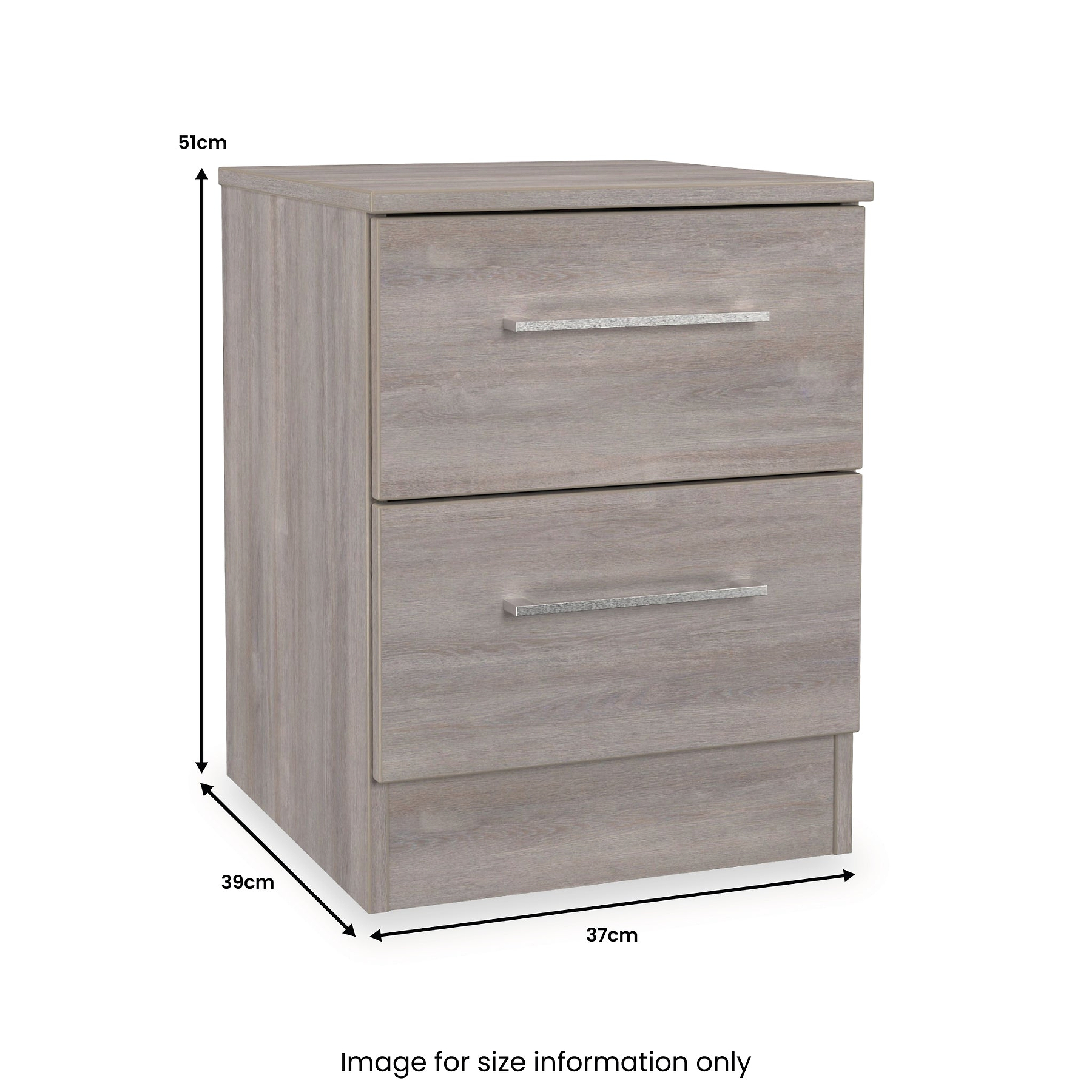 Ellington 2 Drawer Bedside Grey Oak from Roseland Furniture