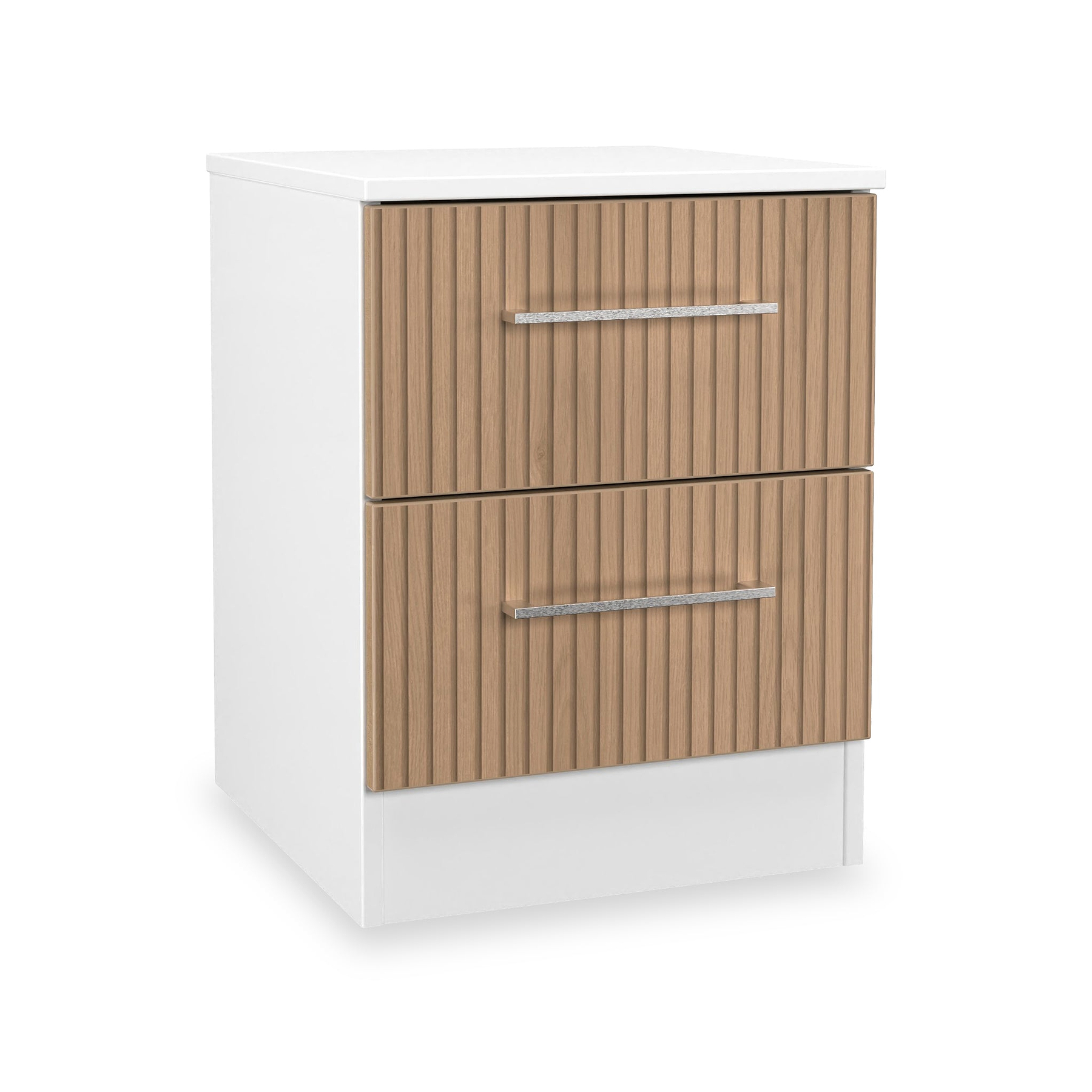 Ellington 2 Drawer Bedside Slatted Effect White from Roseland Furniture