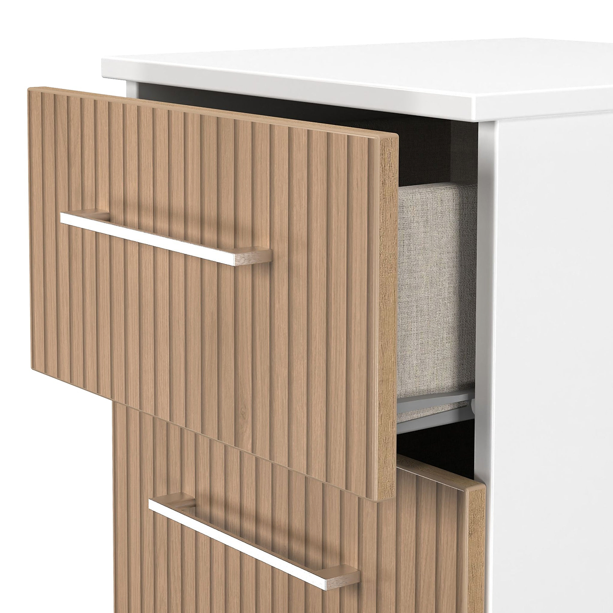 Ellington 2 Drawer Bedside Slatted Effect White from Roseland Furniture
