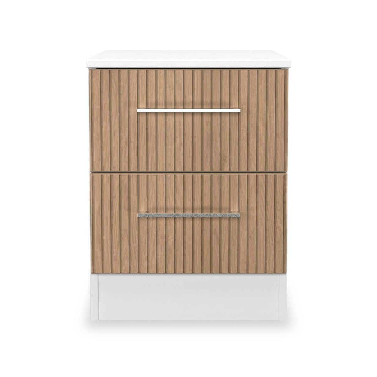 Ellington 2 Drawer Bedside Slatted Effect White from Roseland Furniture