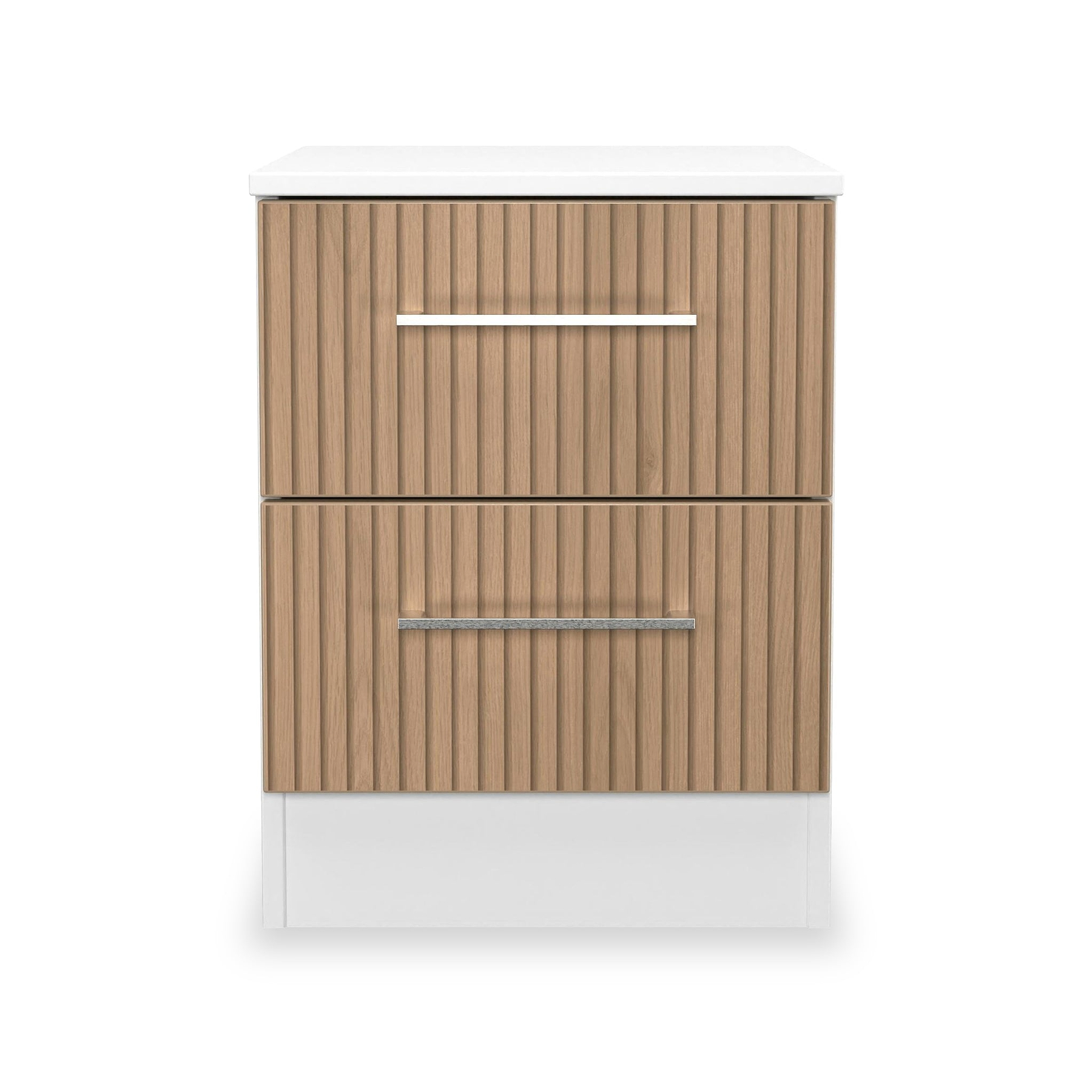 Ellington 2 Drawer Bedside Slatted Effect White from Roseland Furniture