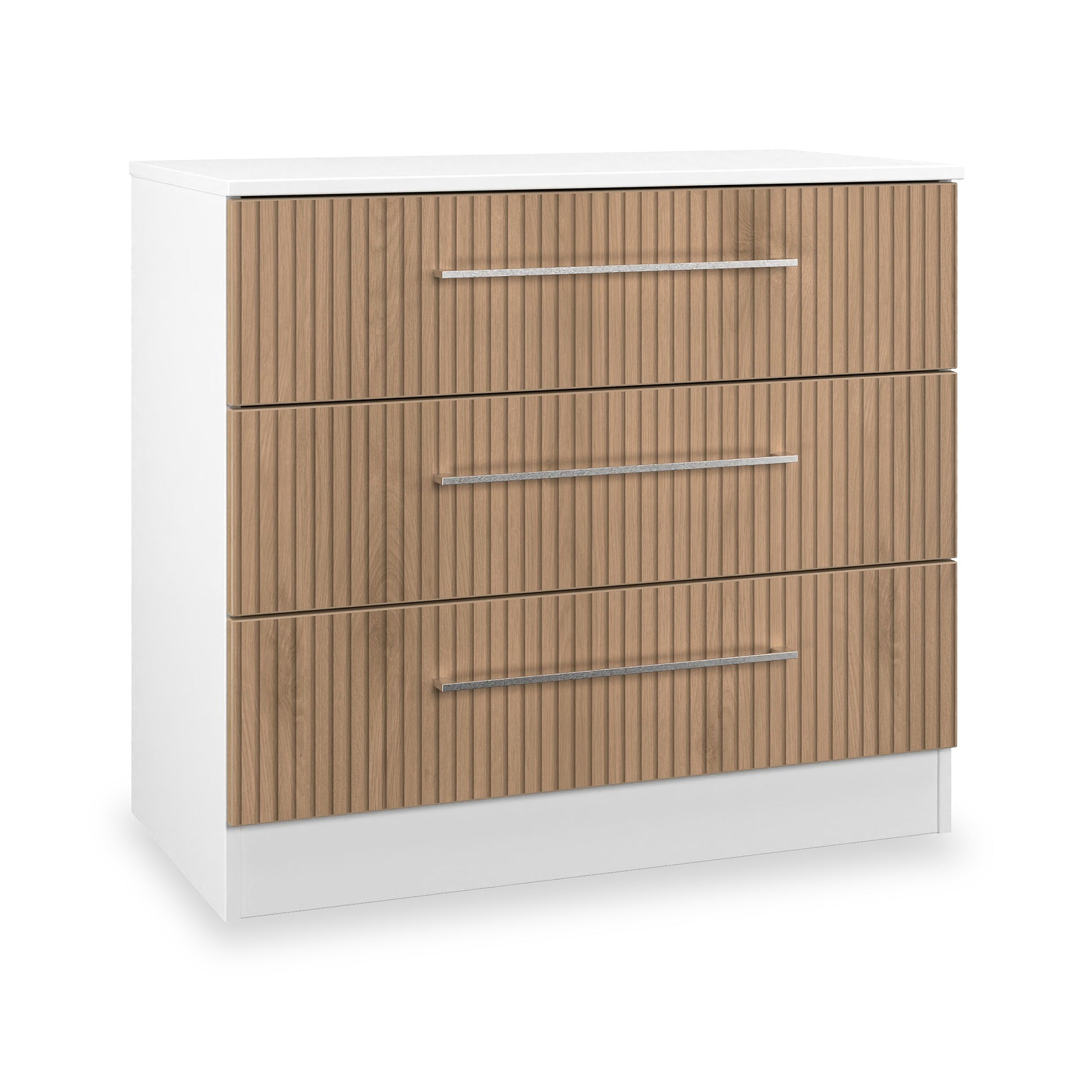 Ellington 3 Drawer Chest Slatted Effect White from Roseland Furniture