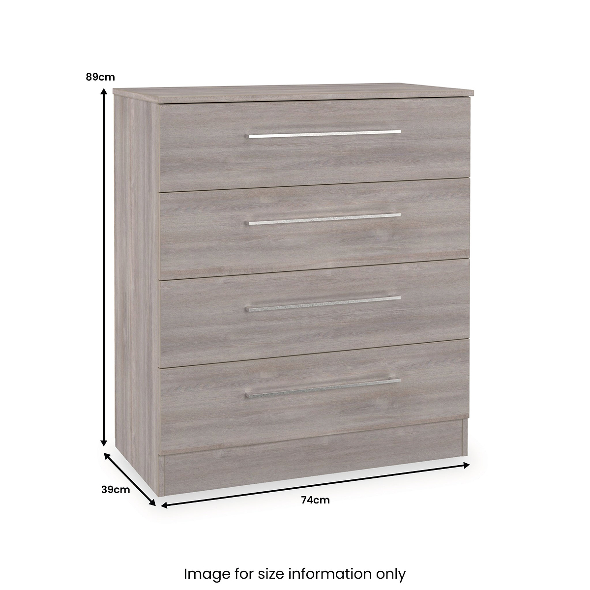 Ellington 4 Drawer Chest Grey Oak from Roseland Furniture