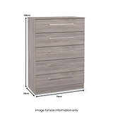Ellington 5 Drawer Chest Grey Oak from Roseland Furniture
