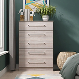 Ellington 5 Drawer Chest Grey Oak from Roseland Furniture