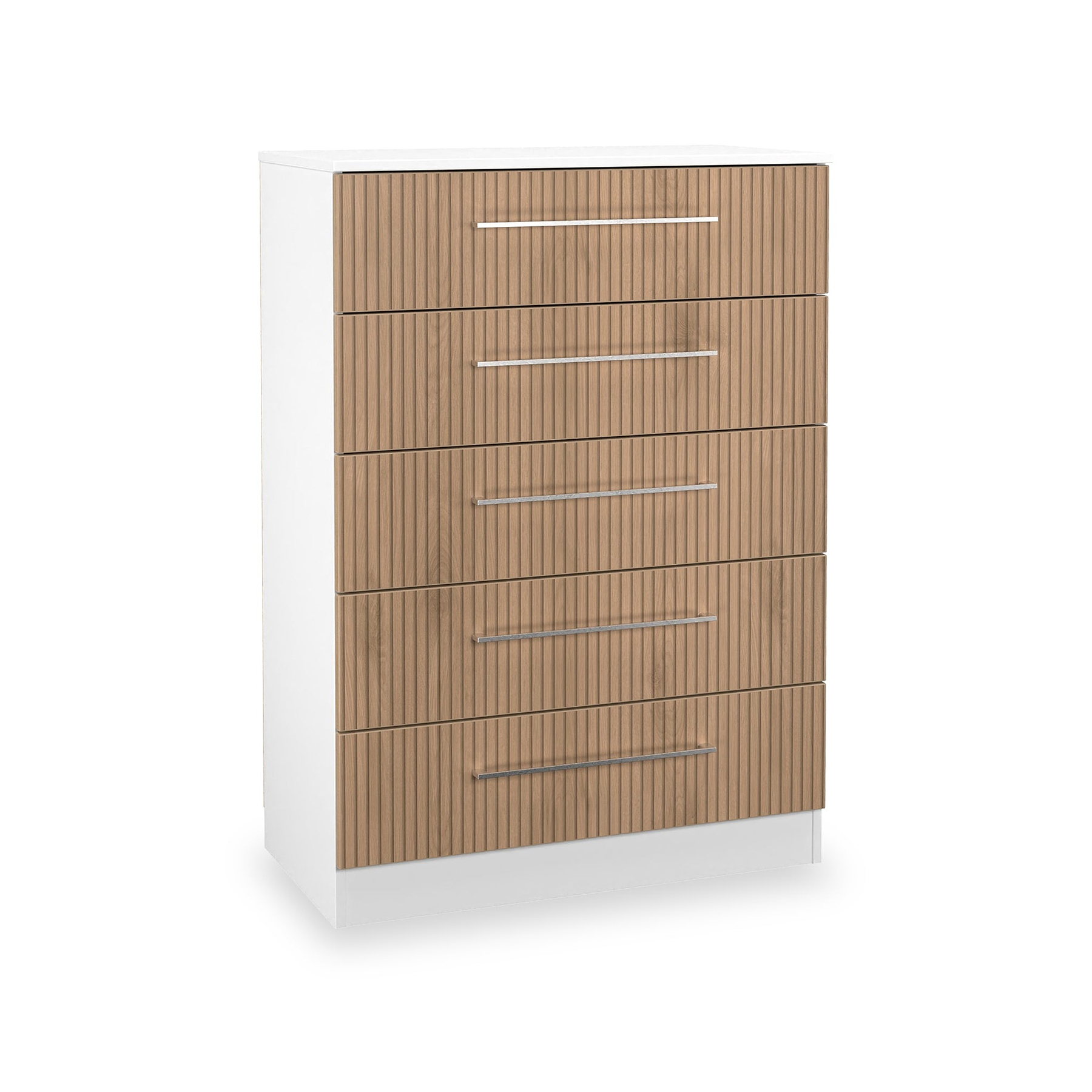 Ellington 5 Drawer Chest Slatted Effect White from Roseland Furniture