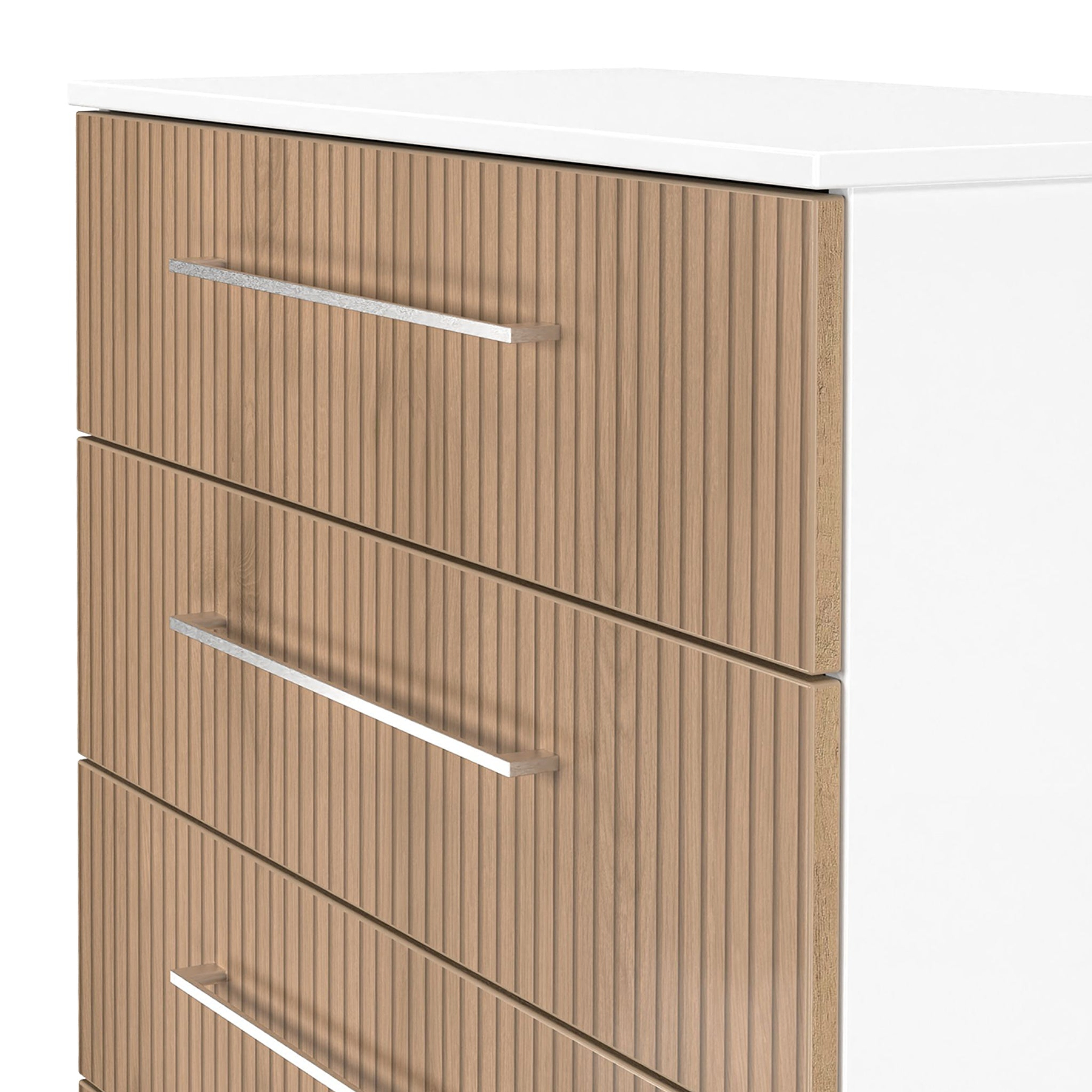 Ellington 5 Drawer Chest Slatted Effect White from Roseland Furniture