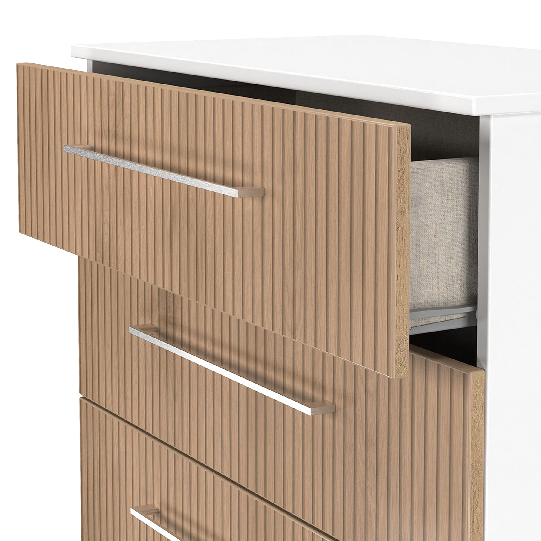 Ellington 5 Drawer Chest Slatted Effect White from Roseland Furniture