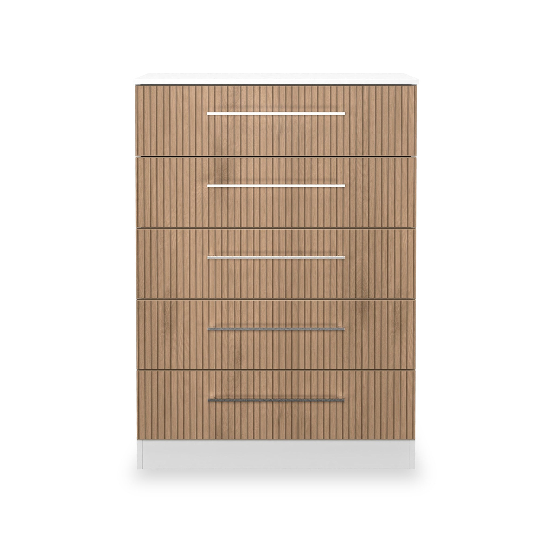 Ellington 5 Drawer Chest Slatted Effect White from Roseland Furniture