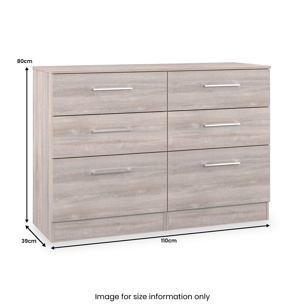 Ellington 6 Drawer Wide Chest Grey Oak from Roseland Furniture